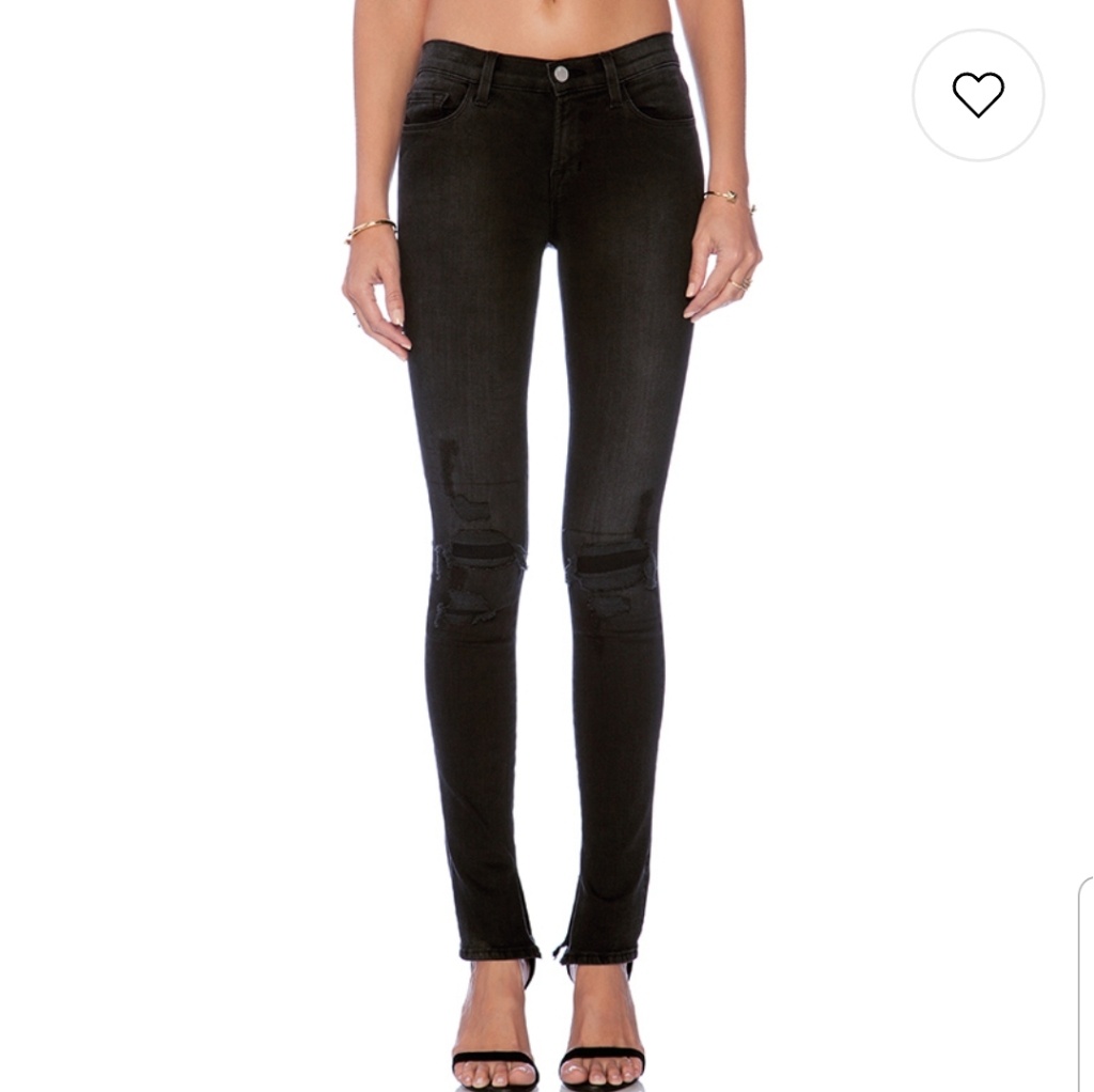 J Brand Mid Rise Rail Skinny Jeans In Break Up Black Size 27